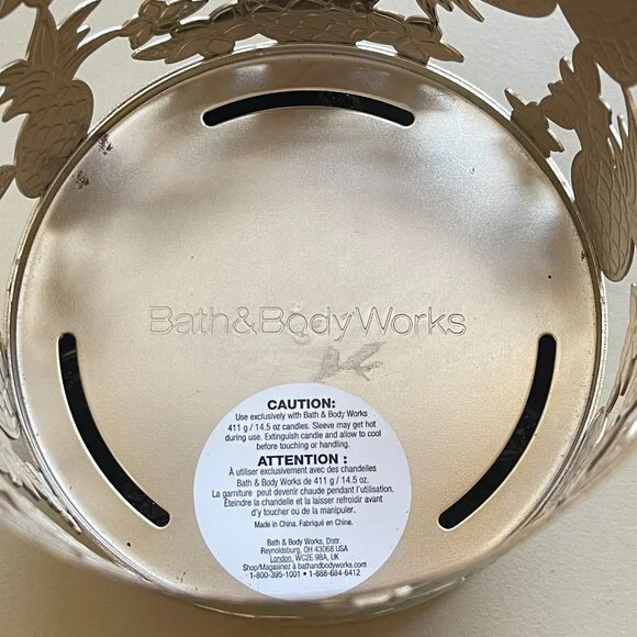 Bath & Body Works Pineapple Plumeria Flower Candle Holder Sleeve 3 Wick Pedestal - Picture 4 of 6